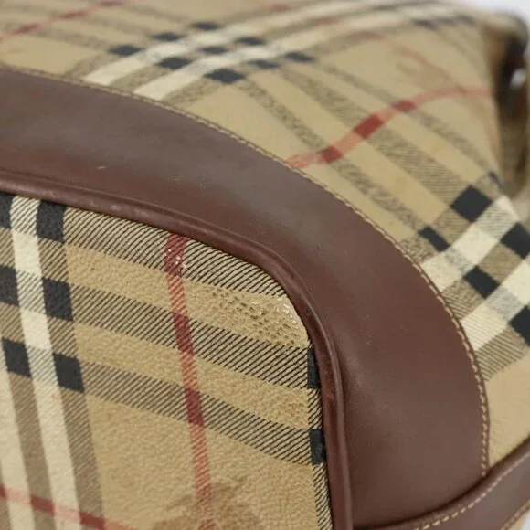 Authentic Burberrys Nova Check Shoulder Bag PVC Beige Gold - Picture 8 of 16